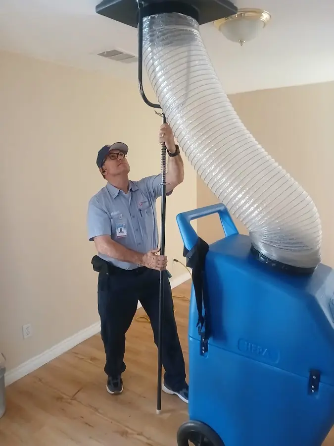 Mini Split Installation technician using HEPA equipment in Woodlake